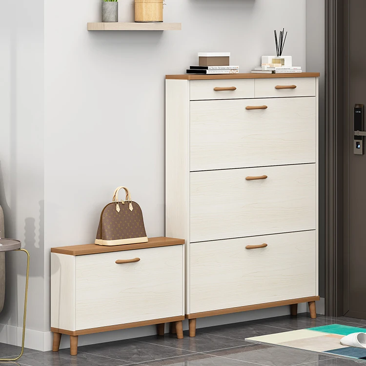 Modern Fashion Wooden Ultra Thin Drawer Shoe Cabinet with 3 Doors Luxury Storage Shoe Cabinet for 24 Pair Shoe Cabinet