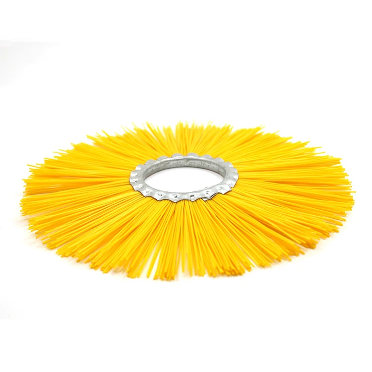 PP Wire Flat Disc Wafer Road Sweeper Brush Yellow Customized Color