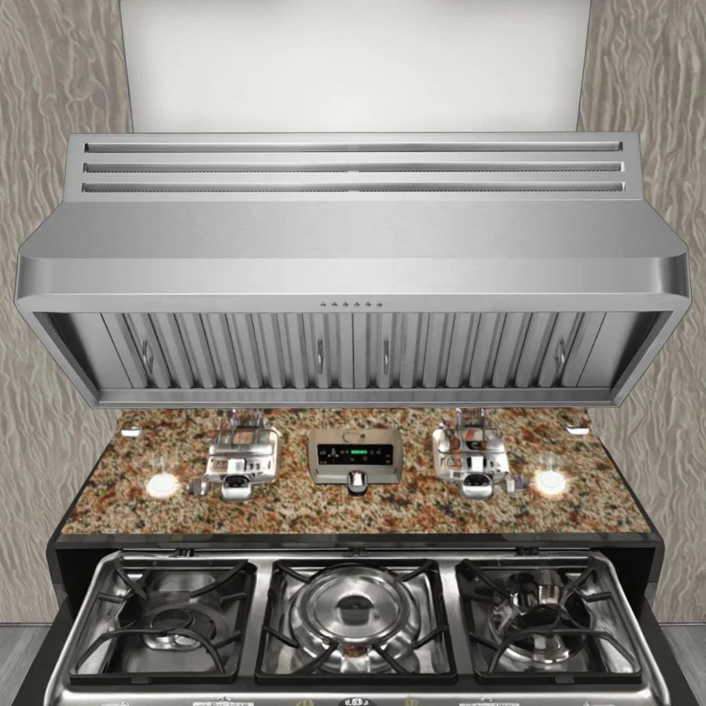 Stainless Steel Electric Kitchen Range Hood for Household RV Use Automatic Cleaning Feature Vented Exhaust Chimney Installation factory