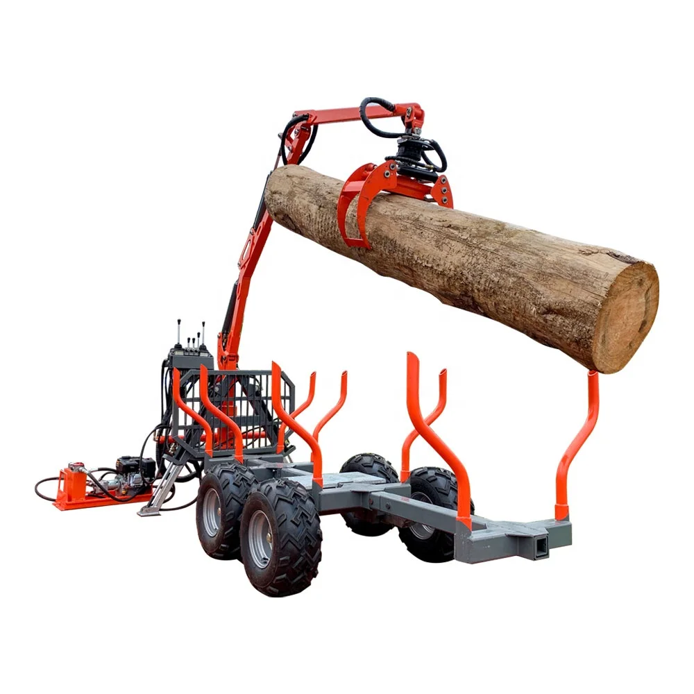 Log Crane Trailer Forestry Machine Quad Bike Log Trailer with Crane ATVtrailer Log Loader with Crane Timber Wood Trailer