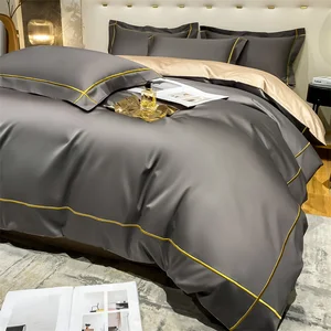 Luxury 4pcs 5-Star Hotel Linen Bedding Set 100% Cotton 300TC Embroidery Duvet Cover & Bed Sheet Home Textiles