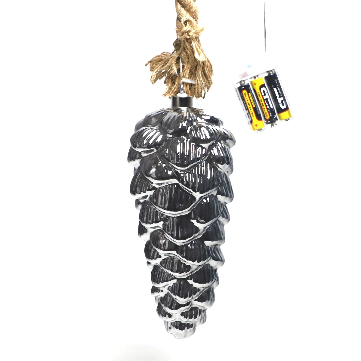 Simple Style Battery Operated PineCone Black Glass Decoration Indoor Christmas Tree Decor Shopping Mall Retail