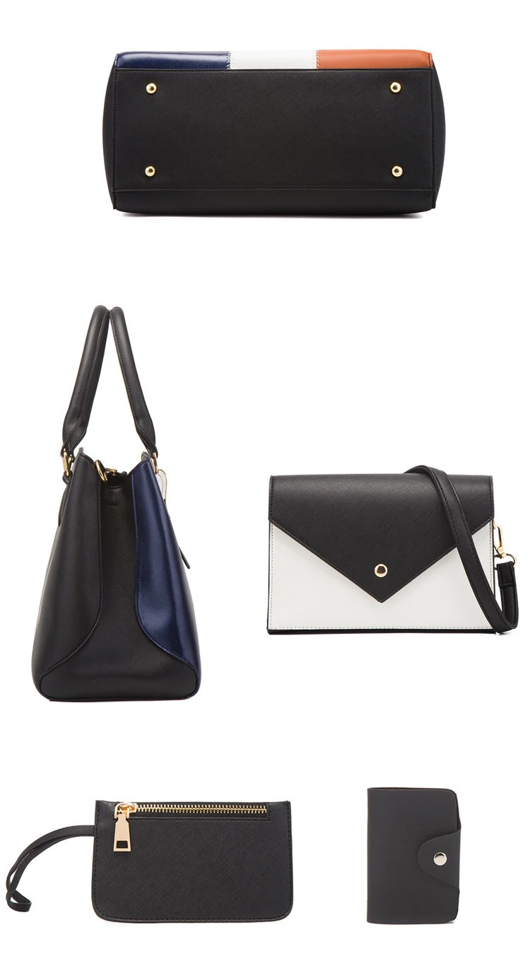 Wholesale Handbags Color Contact Pu Leather Tote Luxury Ladies Bags