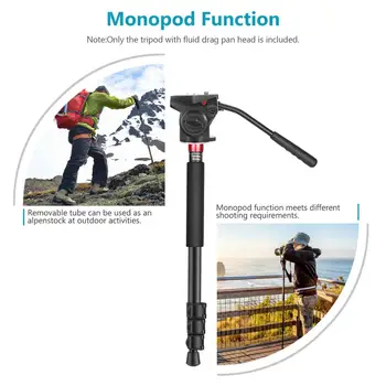 Neewer 2-in-1 Aluminum Alloy Camera Tripod Monopod 70.8 Inches/180cm with 1/4 and 3/8 Inch Screws Fluid Drag Pan Head detail image