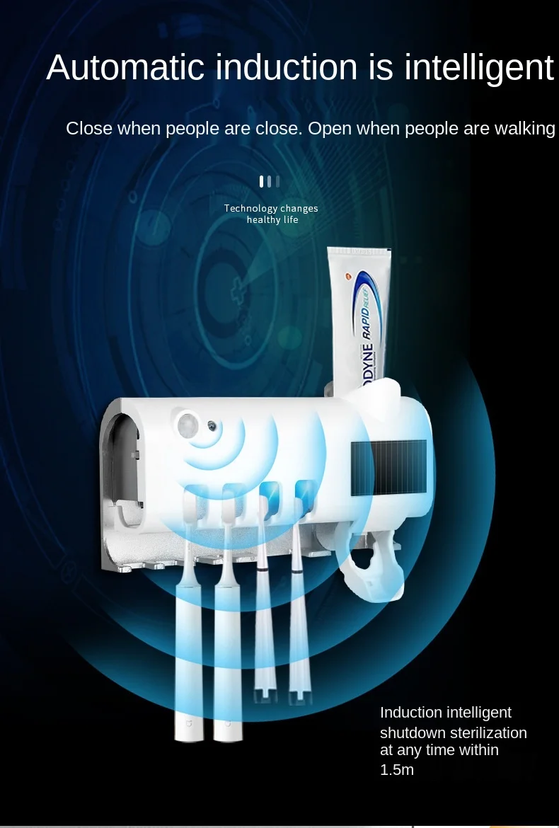 Bathroom Set 3 in 1 UV Light Ultraviolet Toothbrush Sterilizer Toothbrush Holder box Automatic Toothpaste Squeezers Dispenser