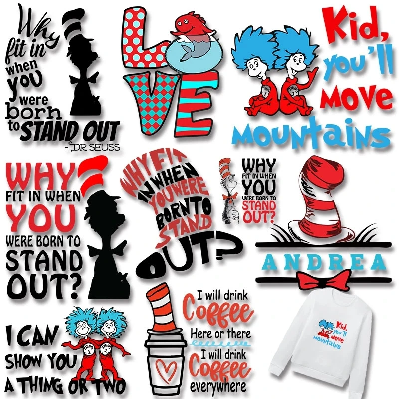 Dr.seuss Iron-on Transfer For Clothing Patches Diy Washable T-shirts ...