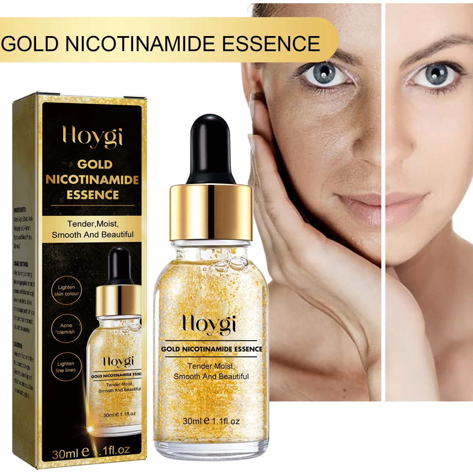 Hoygi 24k Gold Nicotinamide Essence Spot Fading Fine Lines Repair Skin ...