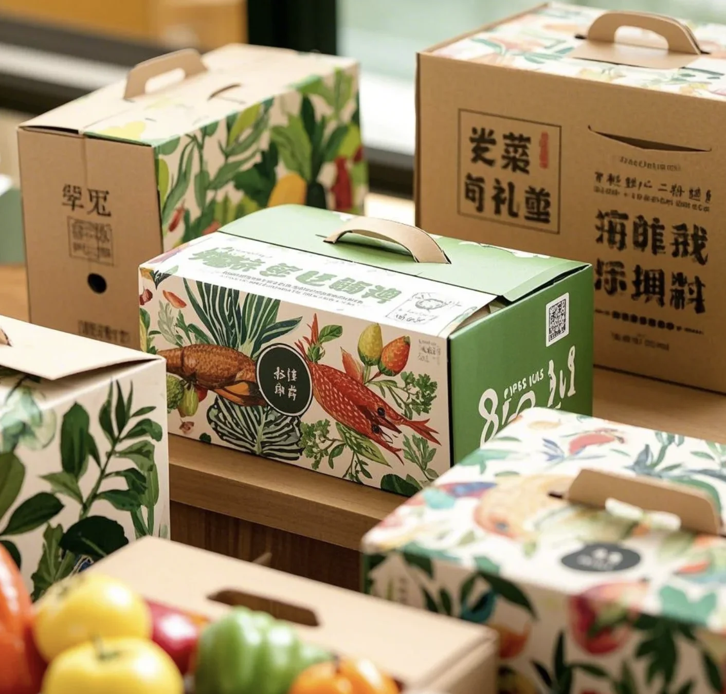 Custom High-End Corrugated Paper Transport Carton Boxes Factory-Durable Fruit Vegetable Food Packing Fresh Gift Box for Sushi