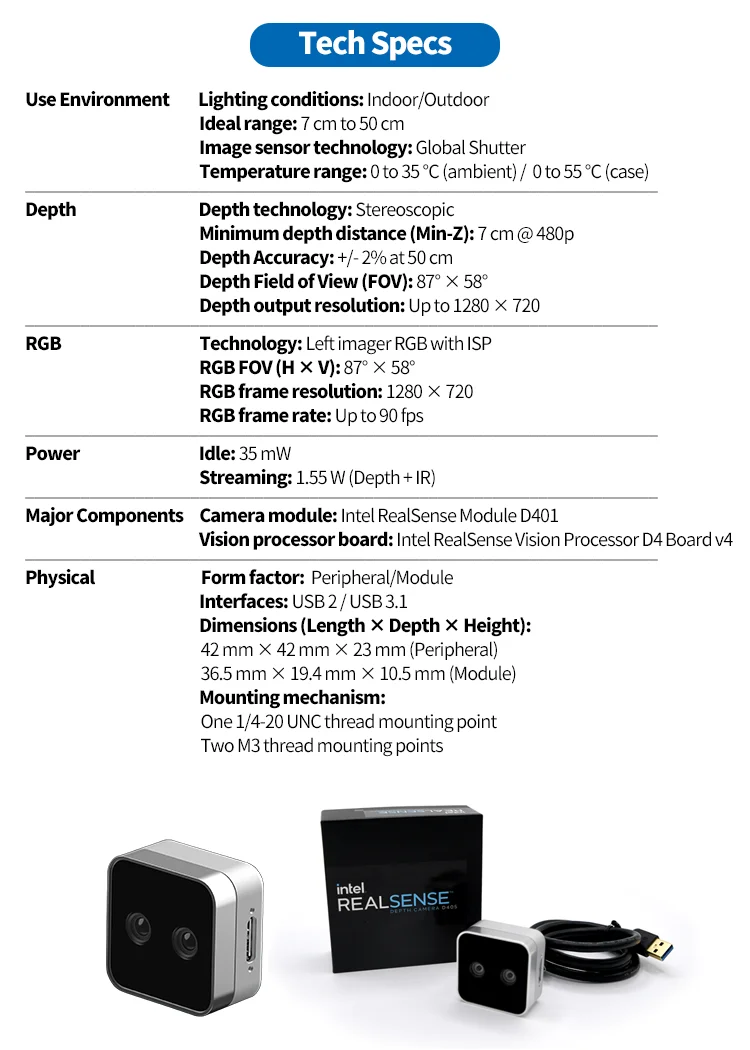 Intel Realsense Depth Camera D405 - AI Development Robot