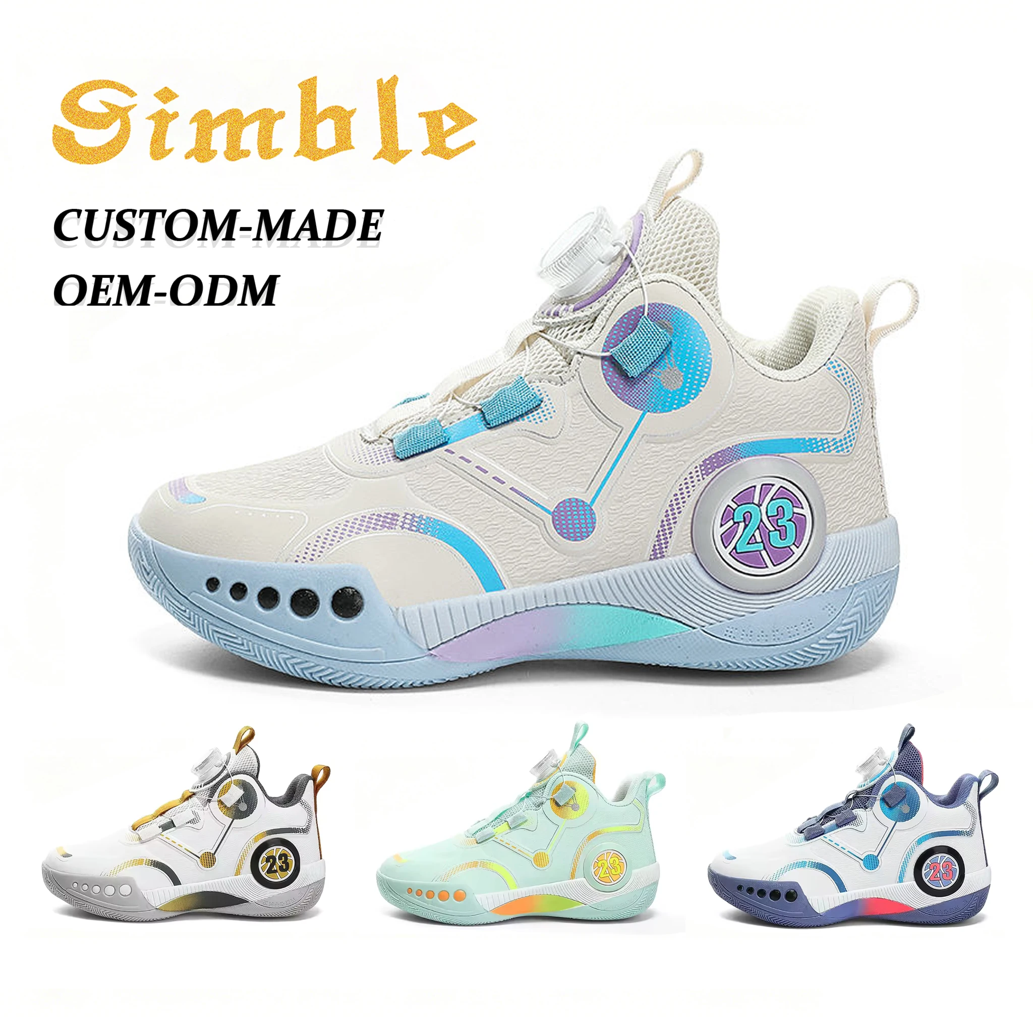 Custom High Quality Children Basketball Shoes Kids Sneakers OEM Logo Hard-wearing Boys Sports Shoes Zapatillas