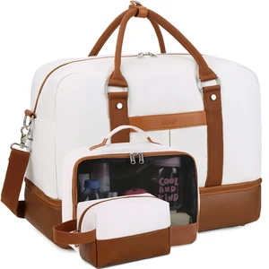 2212 Large Capacity Foldable Durable Portable Duffel Handbag Stylish Polyester Travel Bag Adjustable Light Weight Geometric