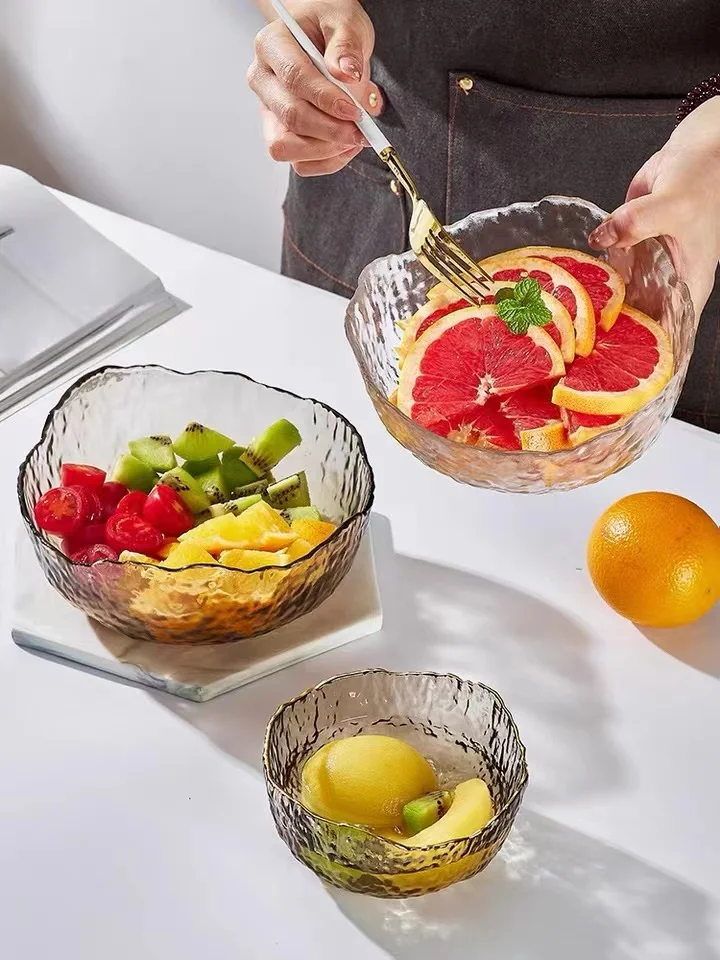 Горячая распродажа, Прозрачная Чаша для фруктов, чаша для десерта, салата, стеклянная чаша, прозрачная стеклянная Салатница для ресторана, дома