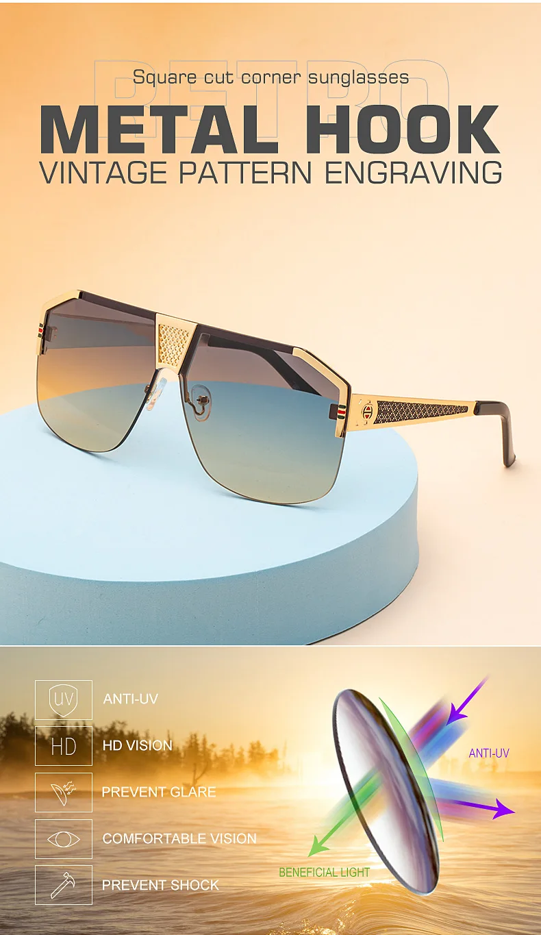 Buy Wholesale China New Style One-piece Square Sunglasses Men And