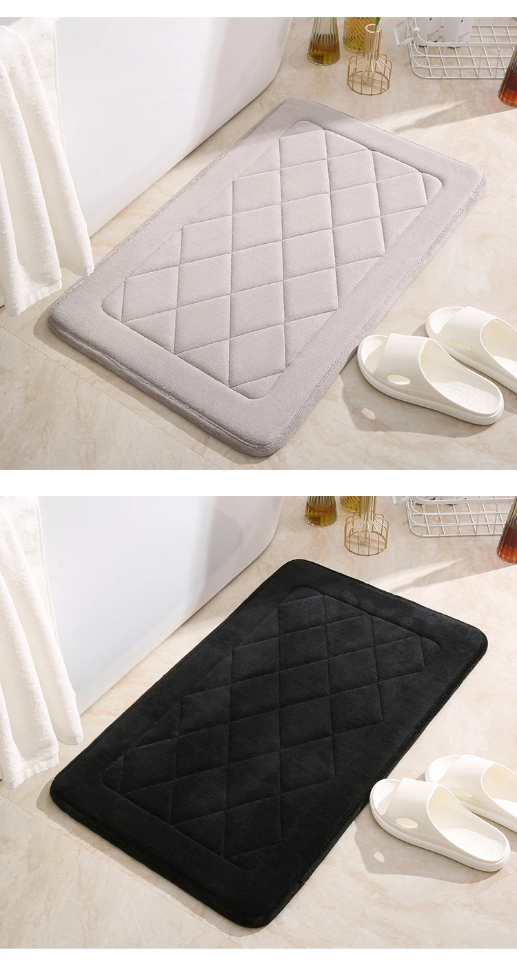  Custom Washable Microfiber Absorbent Fast Drying White Black Grey Color Non Slip Bath Mat factory