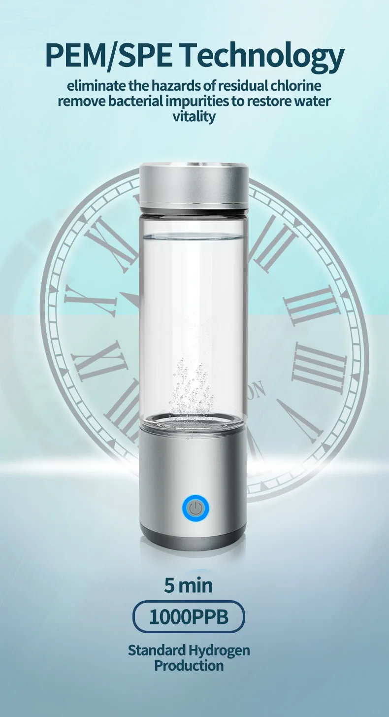 OEM/ODM 800ml Portable Nano Hydrogen Water Generator Bottle Electric for Car Home Outdoor Use