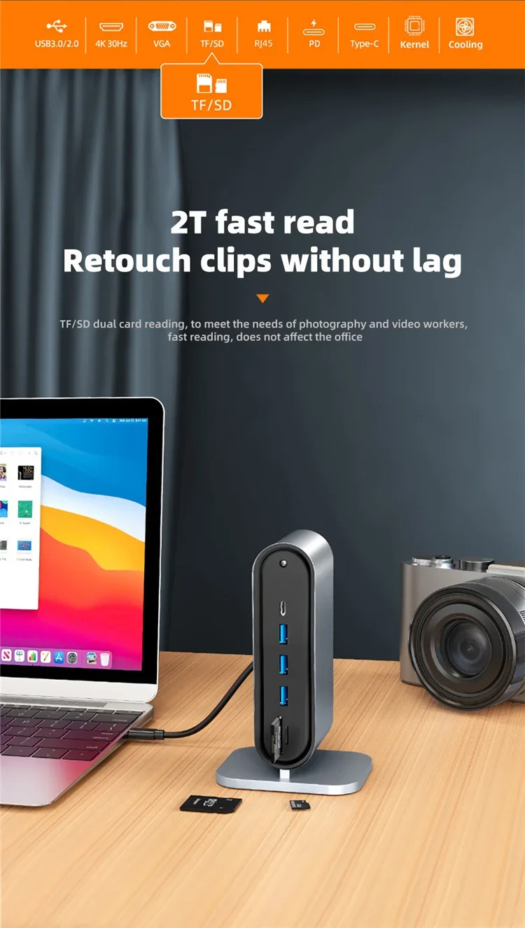 Chinese factory supplier supply  12 Ports Usb C Docking Station Type C Hub 12-in-1 Adapter Docking Power Adapter C-type - Buy Usb C Otg Adapter Converter Laptop Docking Station 5gbps Type C Male To Usb 3.0 A Female Converter Adapter Cable aluminum Type-c Docking Station hard Drive Docking Station Type C