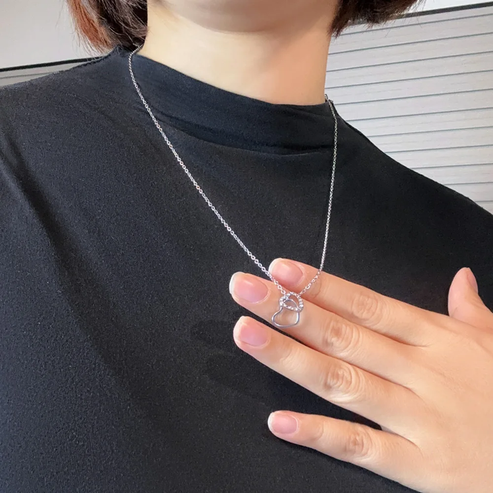 Elegant Heart Zircon Necklace for Women - PVD Plated