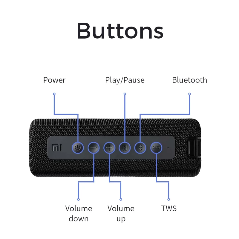 Xiaomi Mi Original Global Portable Bluetooth Speaker 16W TWS Connection High Quality Sound IPX7 Waterproof 13 hours play time - ANKUX.COM