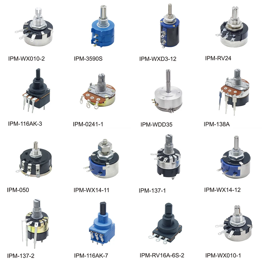 B2M Bent Foot Potentiometer with Single Joint Knob Switch Black Plastic Shaft Threaded Handle Height of 15mm and 2 Feet