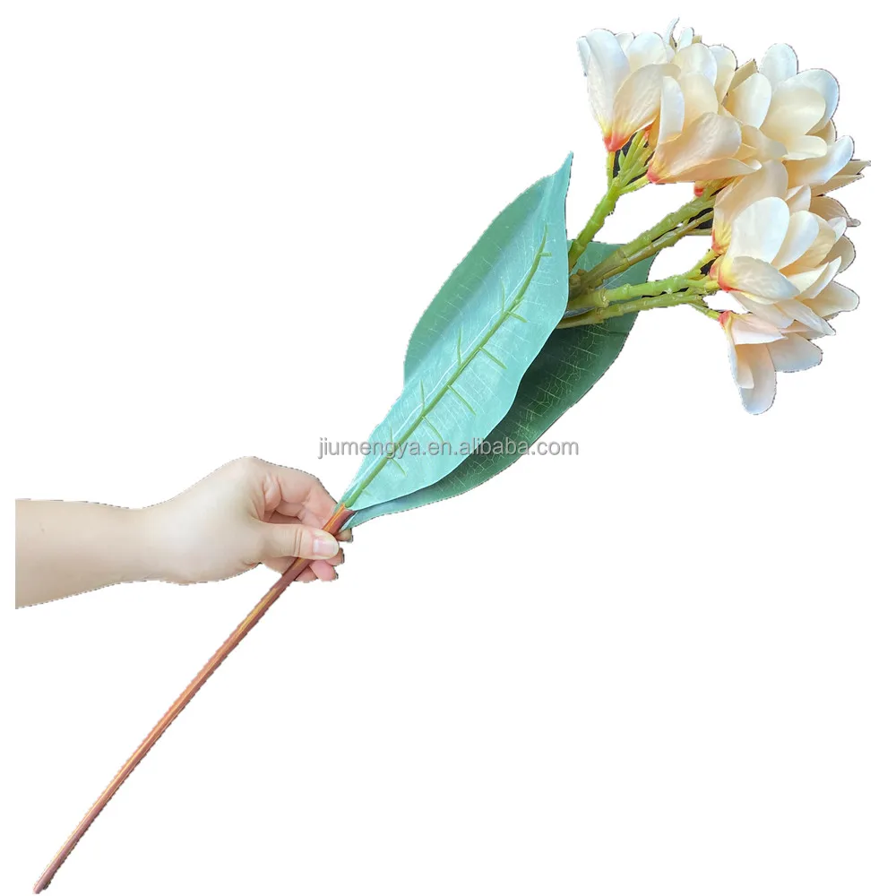 Artificial Silk Frangipani Simulation Plumeria Rubra With Long Stem For
