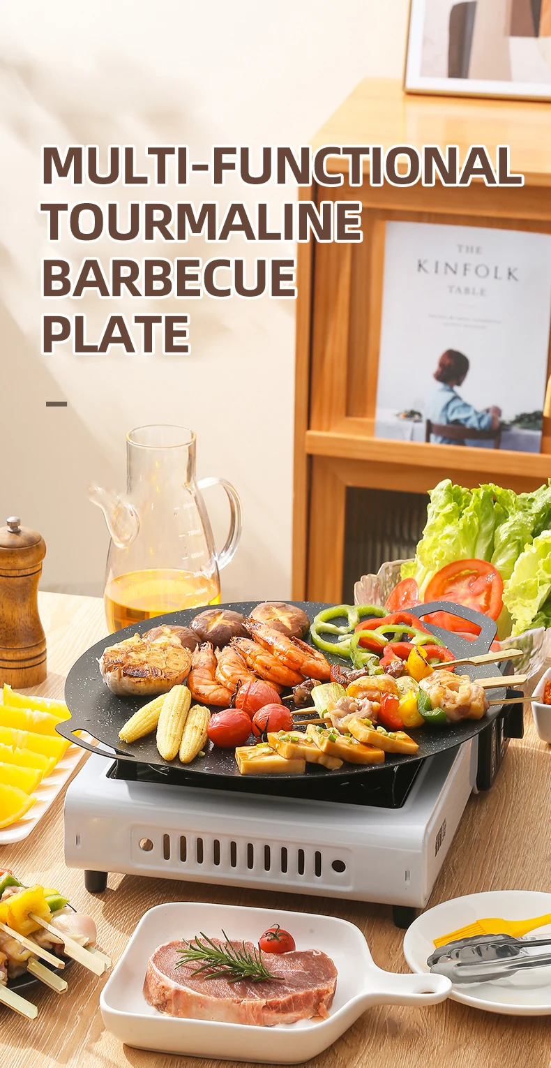 Thickened Maifan Stone BBQ Grill Pan, Non-Stick Steak & Korean BBQ, Works on Induction/Gas Stoves, Indoor/Outdoor