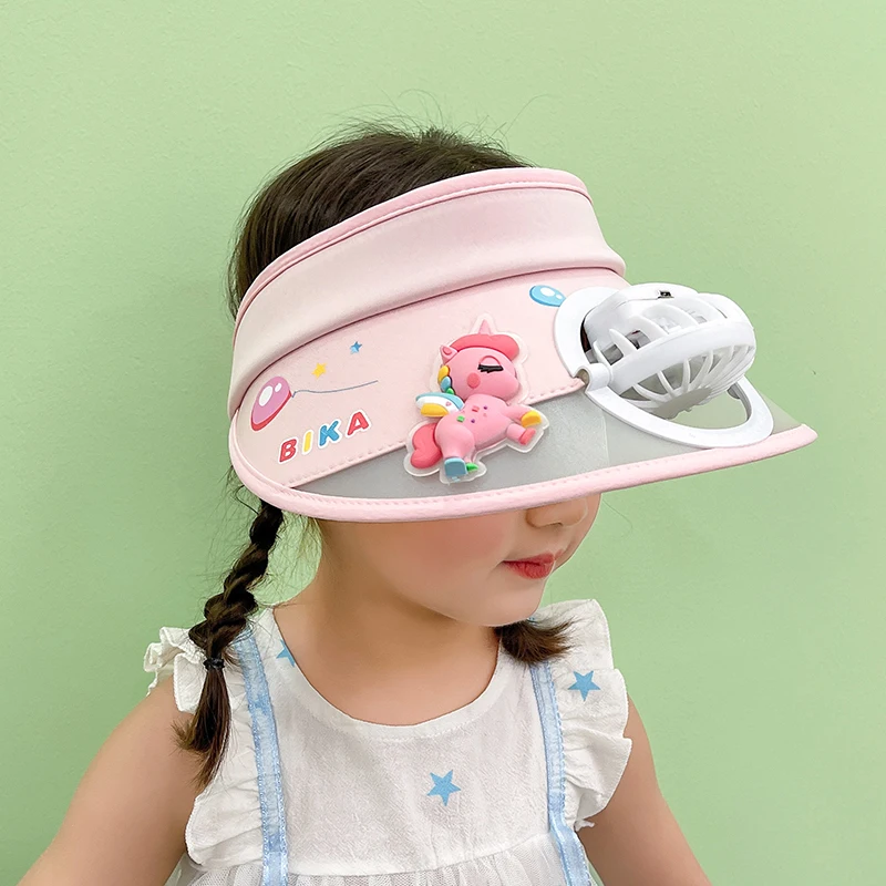 Милые пластыри с мультяшными животными Детские летние солнцезащитные колпачки козырьком охлаждающий Пустой Топ для мальчиков и девочек шляпы вентилятором детей