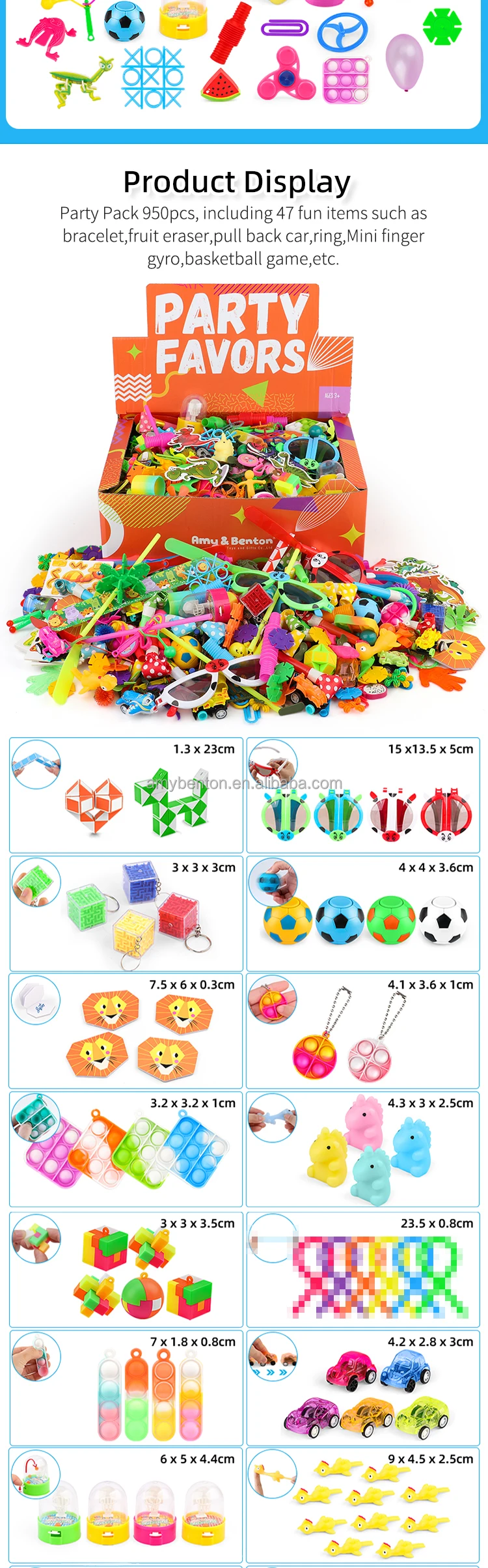 950 PCS Party Favors for Kids Fidgety Toy Pack Small Toys Assortment ...