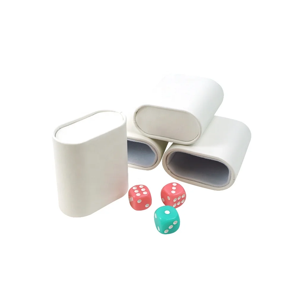 Factory Oem Oval Oblalte Dice Cup Custom logo White High Quality Pu Leather Cups for Backgammon or Board Games