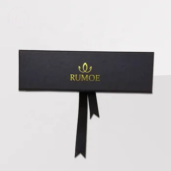 Customized Logo black cardboard box packaging Luxury box for man belt packing box