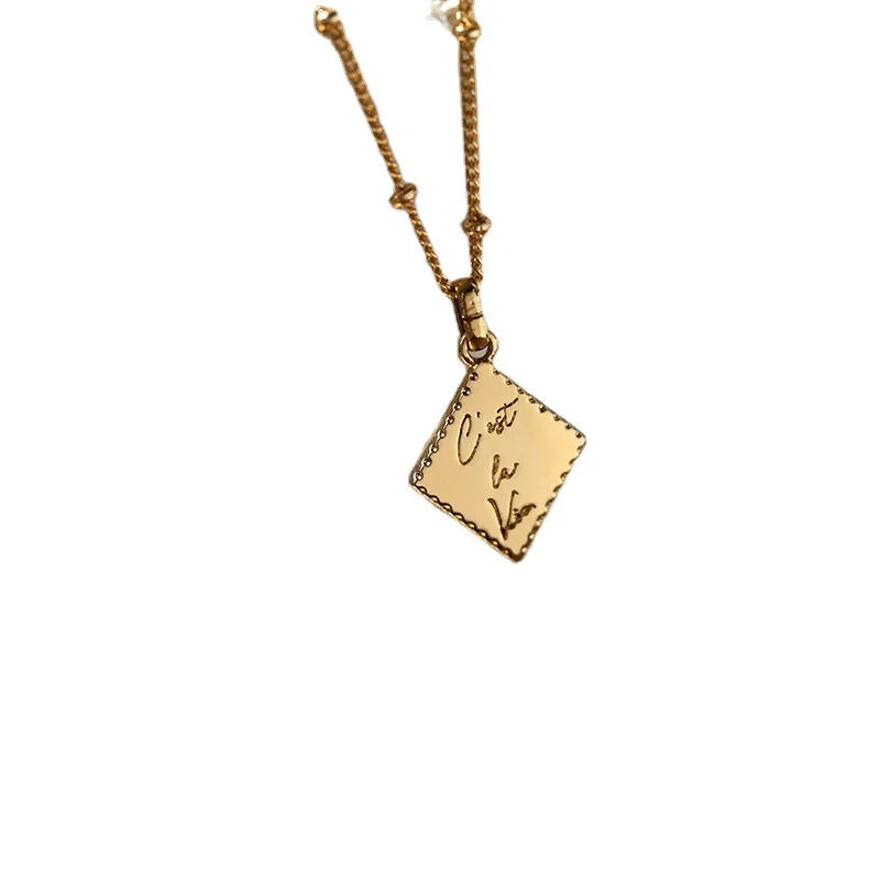 Copper Gilded Diamond Pendant Necklace 