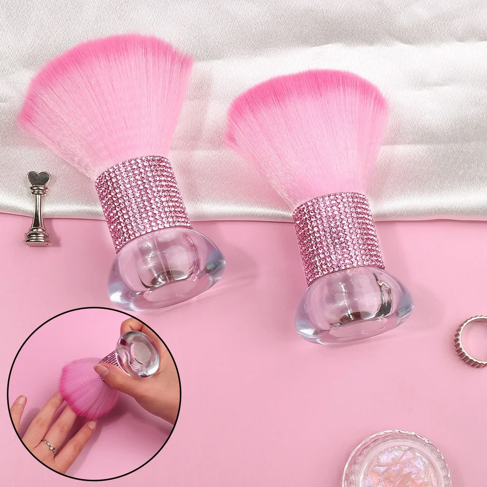 Diamond-Encrusted Multi-Functional Makeup Brush Popular Manicure Dust Nail Supplies Loose Powder Cleaning Tool Mushroom Plastic