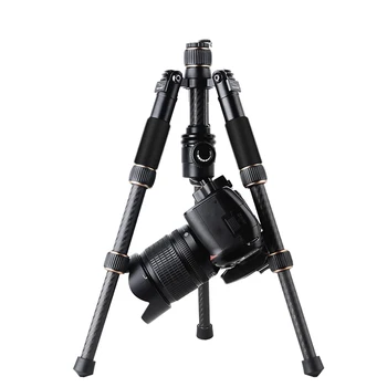 Q166C Carbon Fiber Small Tripod Ball Head Professional 8kg Load Mini Micro Laptop Tripod Camera 200mm Folded Table Tripod detail image