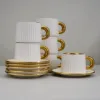 White gold-6pcs cup and dish