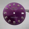 Purple Dial Silver Applied Indices