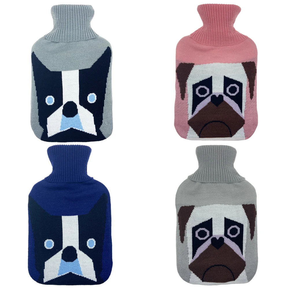 wholesales best quality pvc rubber waterproof hot water bottle bag 2l knitted cover custom for long-lasting warming