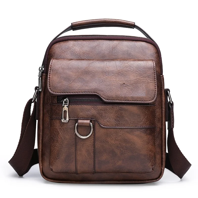 Fashion PU Leather Paint Messenger Bag Square Business Backpack Three  Dimensional Bag Men Shoulder Bag