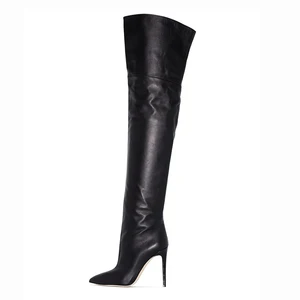 Women Pointed Toe Black Over the Knee Boots for Ladies Large Size Winter Boots