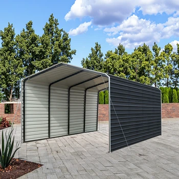 12x20ft Modern Garden Outdoor Carport Galvanized Steel Frame with Sheet Roof Side Wall Metal Sheet Car Parking Garage RV Carport