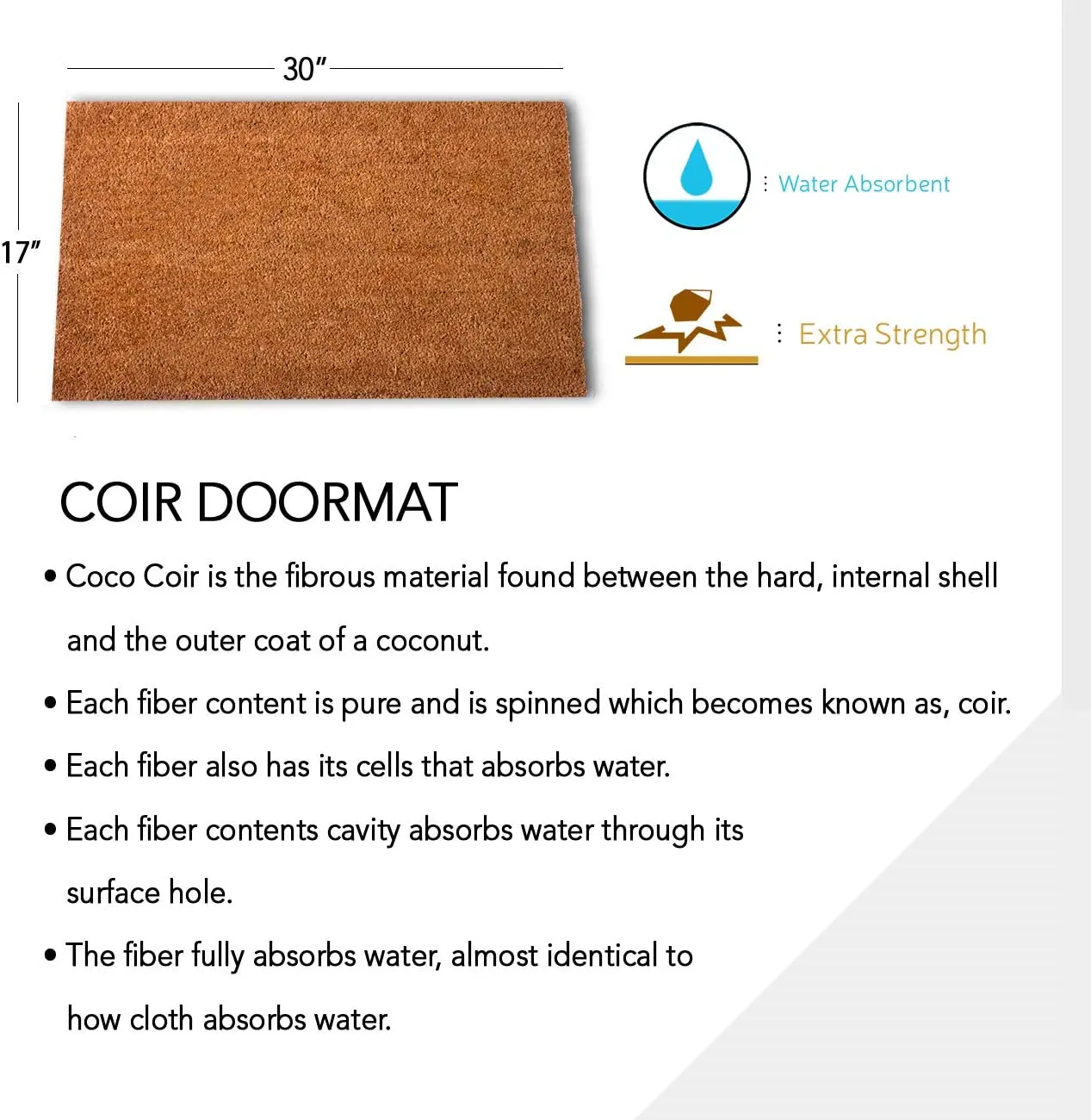 Nature Coco Coir Floor Carpet Rug Step Entrance Small Door Mat