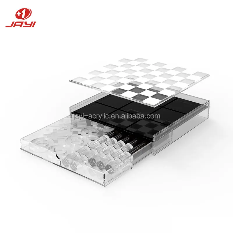 Custom 2 in 1 Lucite Board Games Acrylic Chess Tic Tac Toe Game Set