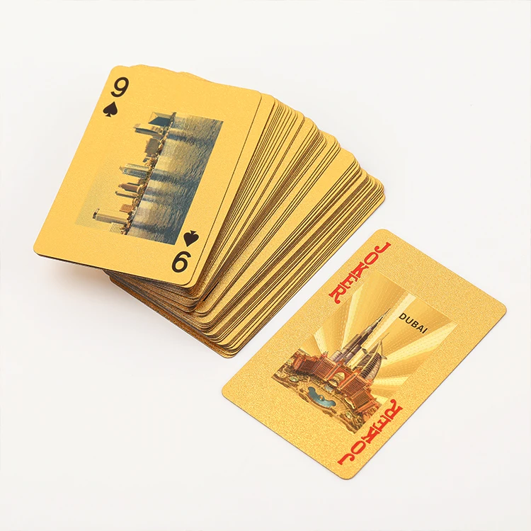 24カラットゴールド トランプ 認証書付き ドバイブルジュハリファタワーは、ボックスお土産ポーカーブルジュアル