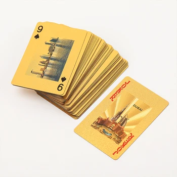 24カラットゴールド トランプ 認証書付き ドバイブルジュハリファタワーは、ボックスお土産ポーカーブルジュアル