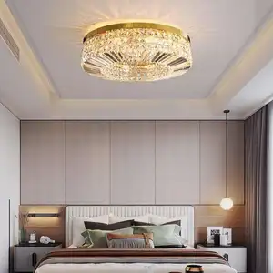 Zeal Lighting Indoor Ceiling Light Round Mount Round K9 Crystal Luxury Ceiling Lamp Light Surface Mounted