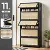 Scarpiera con anta ribaltabile 11 strati 80 cm nera