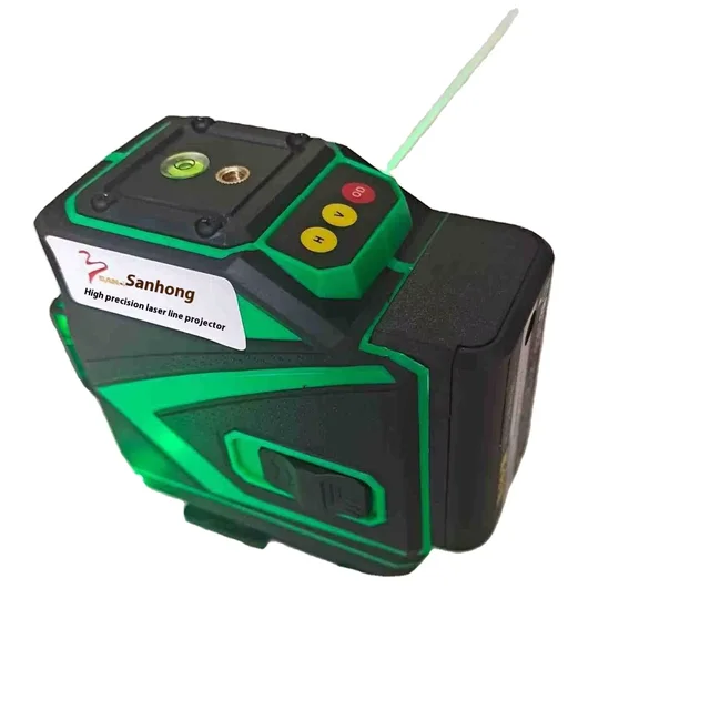 PAOWAFOL Industrial Professional 360-Degree Green Cross Line Laser Level 4D 16-Wire 2 Battery Pack for Projects