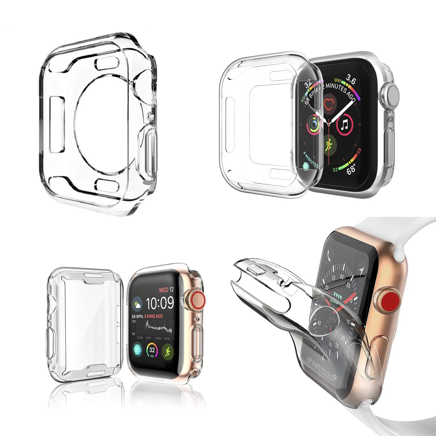 Silicon Transparent Case For Apple Watch Series 8 1 2 3 4 5 6 Se 7 ...