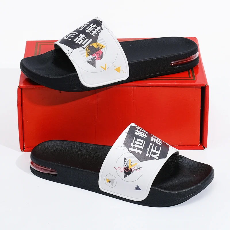 Customizable Flat Slide Sandals with Open Toe Men's and Women's Bedroom Slippers Air Bubble Slide Shoes to Personalize