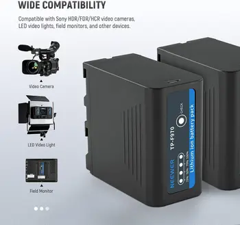 Neewer 2Pcs NP-F970 Replacement Batteries 7800mAh, Rechargeable NP-F Battery Compatible with Sony NP-F550 750 950 970, 20W Type detail image