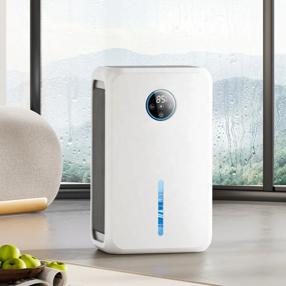 Compact Desktop Dehumidifier with Smart Touch Controls Blue Ambient Light Efficient Moisture Removal for Bedroom Office 3