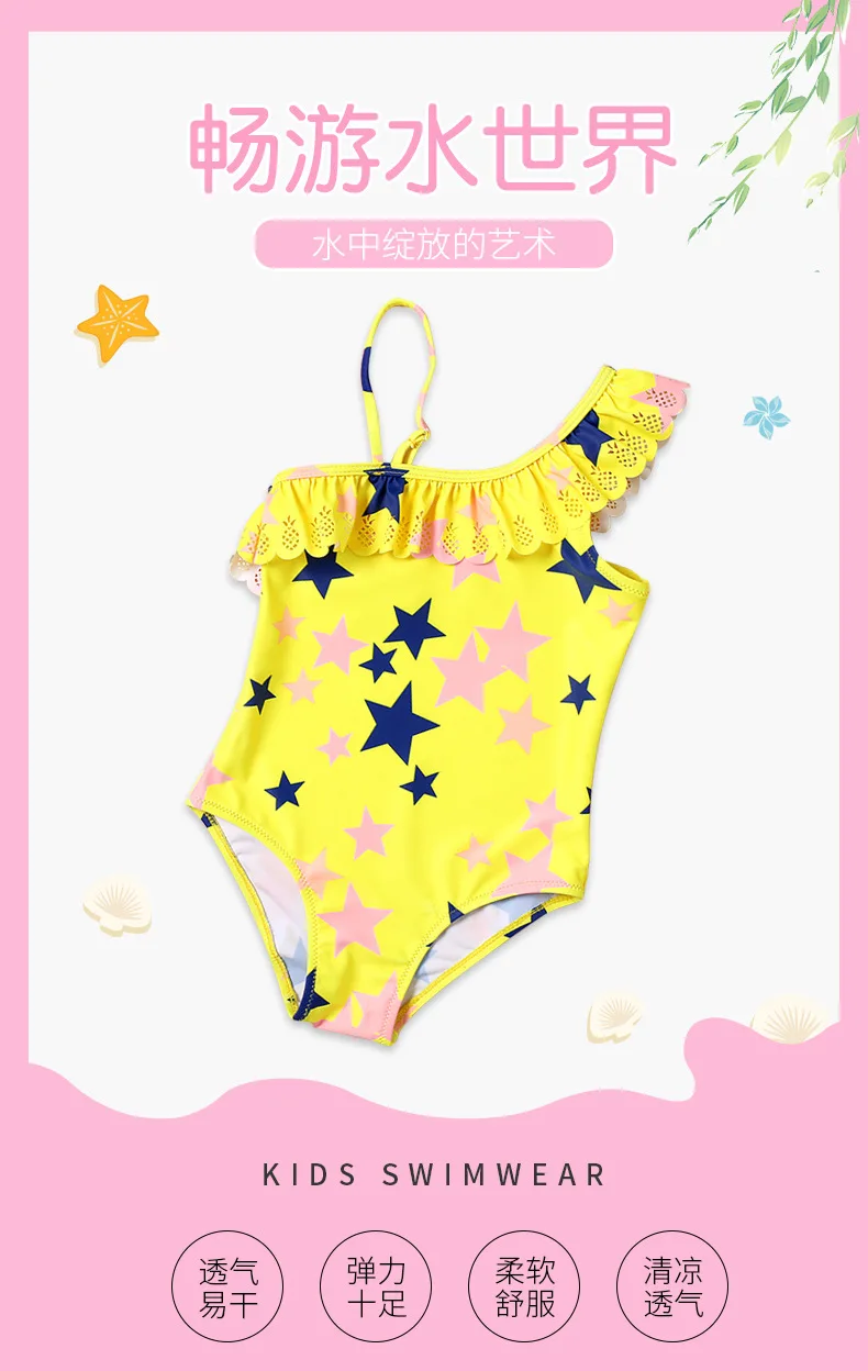 Custom Children Kids Swimming Bikini Dress Swimwear Girls One Piece